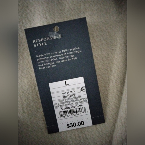 Nwt Universal Thread Cropped Zip Up Hoodie Women's Large Beige - Picture 5 of 5